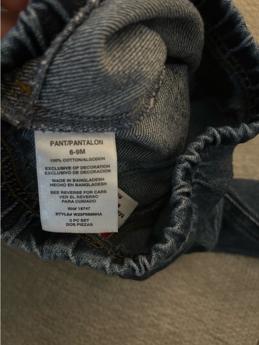 Baby Wrangler Dark Blue Toddler Denim Jeans with Elastic Waistband. Size 9M - Picture 5 of 5